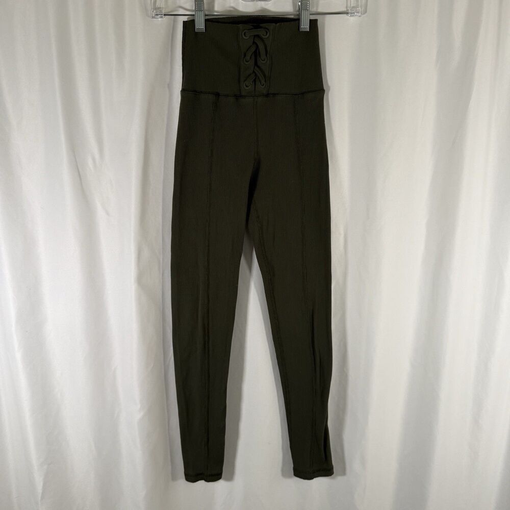 Offline by Aerie Leggings Women's Small Solid Green Pull On Ribbed Stretch